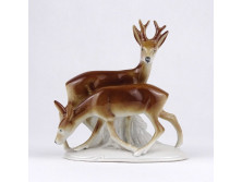 Régi jelzett német porcelán őzpár 11 cm