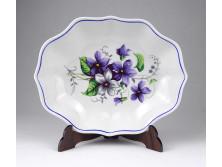Lila virágmintás Hollóházi porcelán tálka