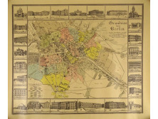 1825-ös Berlin térkép reprodukció színes nyomat 58 x 49 cm