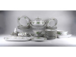 Hollóházi, Erika mintás, 6 személyes porcelán étkészlet kávés és süteményes 47 darab