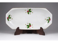 Karácsonyi magyal mintás Hollóházi porcelán tálka