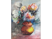 Jelzett akvarell virágcsendélet 32.5 x 25 cm