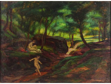 Merényi Rudolf : Patakban fürdők 38.8 x 28.5 cm