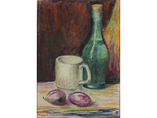 Jeles István : Szilvás csendélet 26 x 18.5 cm