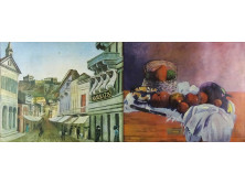 Két fotónyomat egy Paul Gauguin reprodukció, fotónyomat-pár faragott keretben.