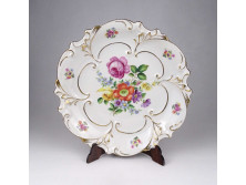 Régi aranyozott JLMENAU porcelán kínáló tál 21.5 cm
