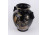 Aranyozott pávadíszes fekete porcelán váza 16 cm