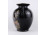 Aranyozott pávadíszes fekete porcelán váza 16 cm