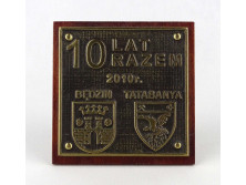 "10 éve együtt Bedzin Tatabánya" bronz emlékplakett