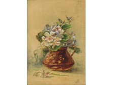 Jelzett akvarell virágcsendélet 23.5 x 16 cm
