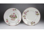 Régi virágmintás porcelán falitányér pár