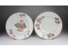 Régi virágmintás porcelán falitányér pár