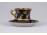 Régi kobaltkék színű, aranyozott, jelenetes cseh Altwien porcelán kávéscsésze