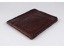 Valódi bőr tárca, pénztárca domború madaras mintával 13 x 10.5 cm