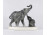 Régi jelzett Gránit kerámia figura Elefánt kicsinyével 12.8 cm