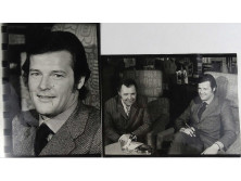 Roger Moore és magyar hangja Láng József, 2 darab fekete-fehér fotó