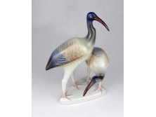 Régi Hollóházi porcelán madár figura - íbisz pár 17.5 cm