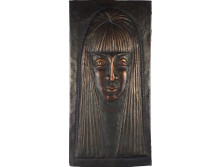 Régi műcsarnokos vörösréz dombormű női portré 57.5 x 30 cm