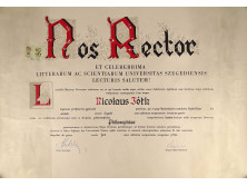 József Attila Tudományegyetem Szeged : Nos Rector diploma