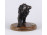 Bronz oroszlán szobor fa talapzaton 11 x 17 cm