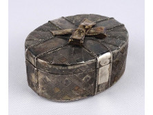 Régi masnis, ezüstözött fém bonbonier 10.5 x 8 x 5.7 cm