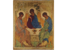 Régi hatású, nagyméretű fa táblás ikon másolat 55 x 44 cm