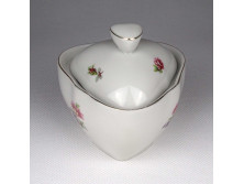 Régi háromszög alakú Hollóházi porcelán bonbonier 9 x 9 cm