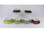 Régi színes 6 személyes Wallendorf porcelán kávéscsésze készlet