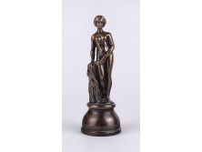 Régi egész alakos bronz női akt szobor 17 cm