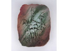 Katona Endre: virágos kerámia falitál 26 x 22.5 cm