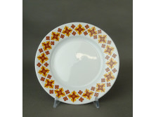 Retro Zsolnay barna-sága mintás porcelán süteményes tányér