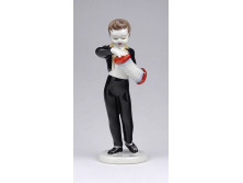 Régi Hollóházi porcelán figura, harmónikázó fiú 14.3 cm