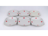 Retro Hollóházi porcelán süteményes tányér készlet 6 darab