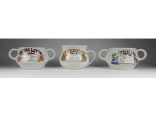 Retro kisméretű porcelán leveses tálka 3 darab