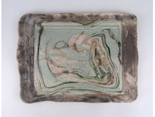 Jelzett kerámia falikép, falikerámia PINTÉR T jelzéssel 26 x 36 cm
