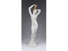 Régi Aquincum porcelán női akt 27 cm