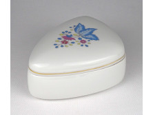 Háromszög alakú virág mintás Hollóházi porcelán bonbonier