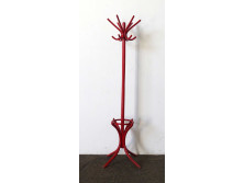 Piros színű, 6 karú, thonet jellegű álló fogas 182 cm