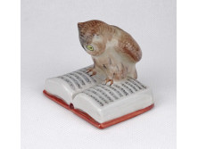 Régi Drasche porcelán olvasó bagoly figura