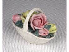 Régi ENS porcelán rózsás kosár