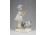 Régi német porcelán figura - lanton játszó kislány táncoló kutyákkal 15.2 cm