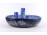 Retro jelzett csorgatott kék mázas kerámia ikebana tál 24.5 