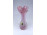 Fodros szájú rózsaszín fújtüveg jelzett díszváza 26 cm