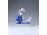 Kék fehér Zsolnay porcelán figura tyúkot etető lány