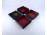 Régi jelzett japán festett virágdíszes három részes lakk doboz 13.3 x 13.3 x 13 cm